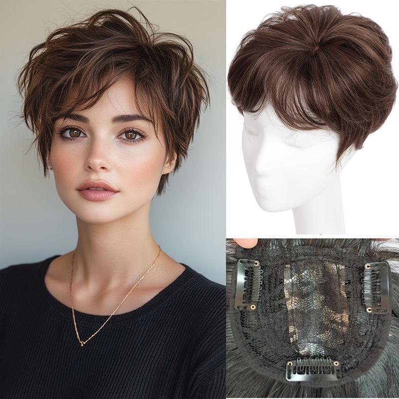 Women's Short Hair Top Hair Patch for Gray Coverage & Volume Boost