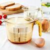 1L Glasmessbecher mit Griff Ausguss Präzise Skala Hitzebeständig Kochen Backen Flüssigkeit Mehl Pulver Messbecher Küchenhelfer