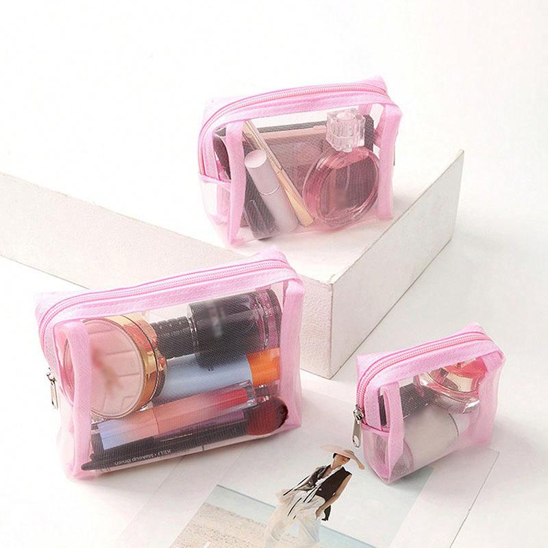 

3-Piece Set Mesh Makeup Bag, Ins Style Cosmetic Organizer for Women,Portable Mini Travel Toiletry Pouch for Lipstick & Cosmetics