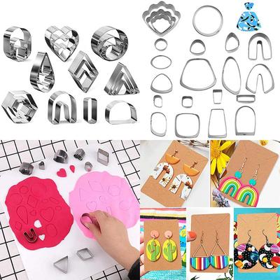 Neue 18/21/24 Stück Polymer Clay Ohrring-Ausstecher Geometrie Stanzform Backform Handgefertigt DIY Schmuckherstellung Kuchen Keks Ausstecher Kunststoff
