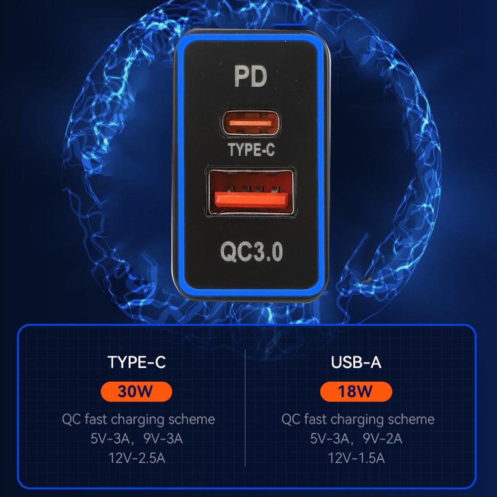 New PD QC Car USB Port Fast Charger Power Outlet Adapter 23x32mm Quick Charge 12V/24V Waterproof for 12V/24V Toyota Vehicles