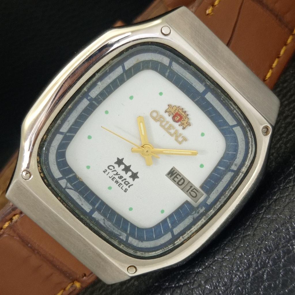

JAPAN VINTAGE ORIENT CRYSTAL AUTOMATIC 46941 MENS WHITE DIAL WATCH a703306-1 R213b-a703306