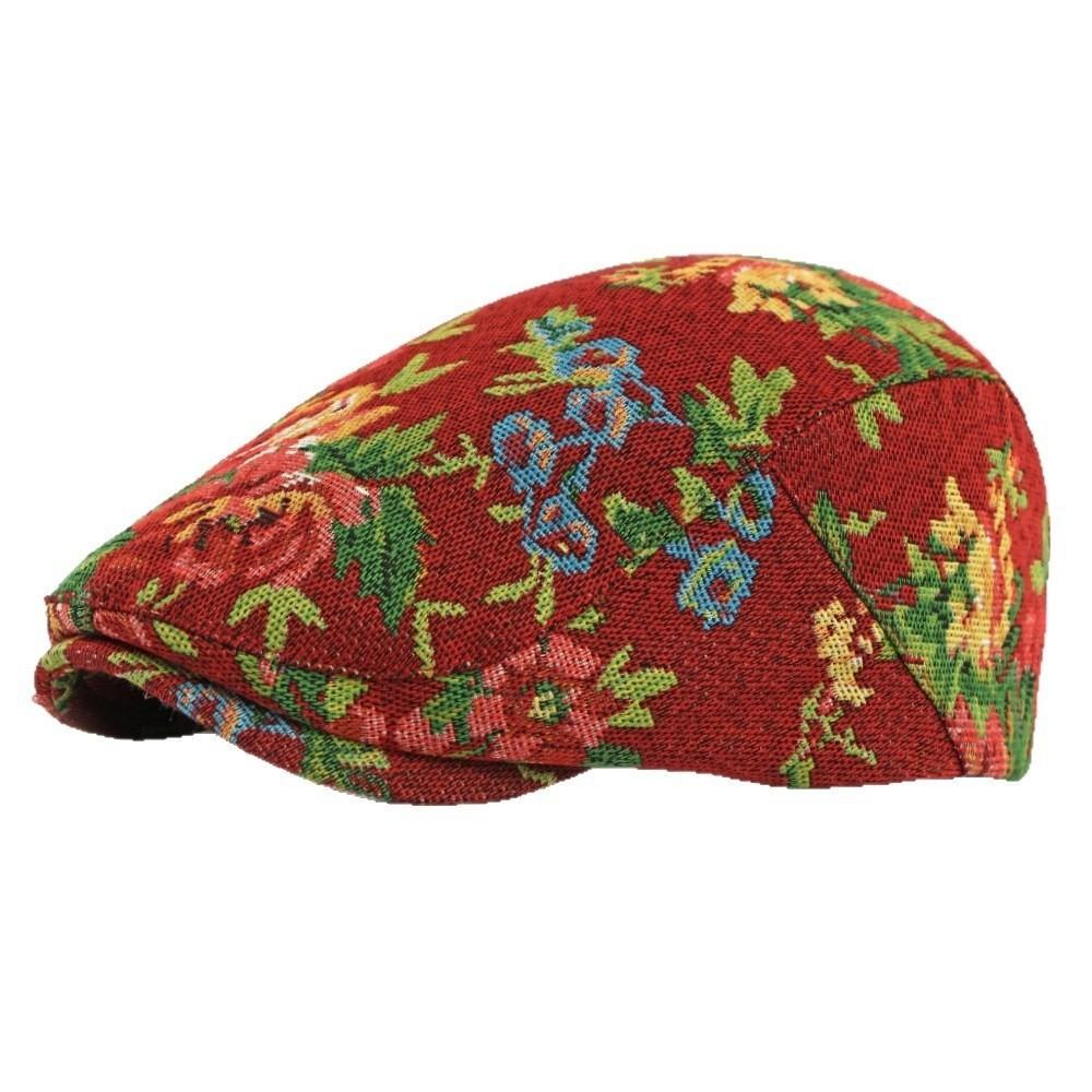 Trend Flower Embroidery Beret Hats Adjustable Retro Duck Tongue Hat Casual Painter Hat вино красного