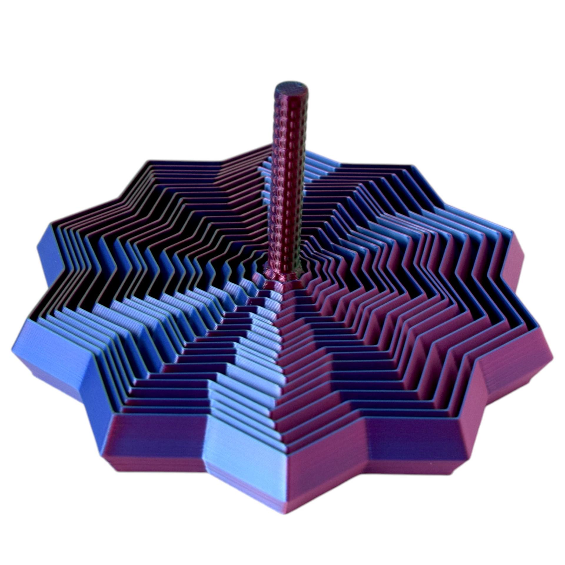 3D Ten-Sided Fidget Toy with Handle - Soothing Radish Tower Ornament 12cm x 12cm x 6cm