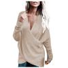Women's Fashion Winter Warm Solid Color Sweater Cross Loose Knitted Sweater