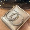 New Trend Women's Hoop Earrings Rhinestone Twisted Circle Round Big Exaggerated Loop Earrings Punk Hiphop Female Ear Jewelry