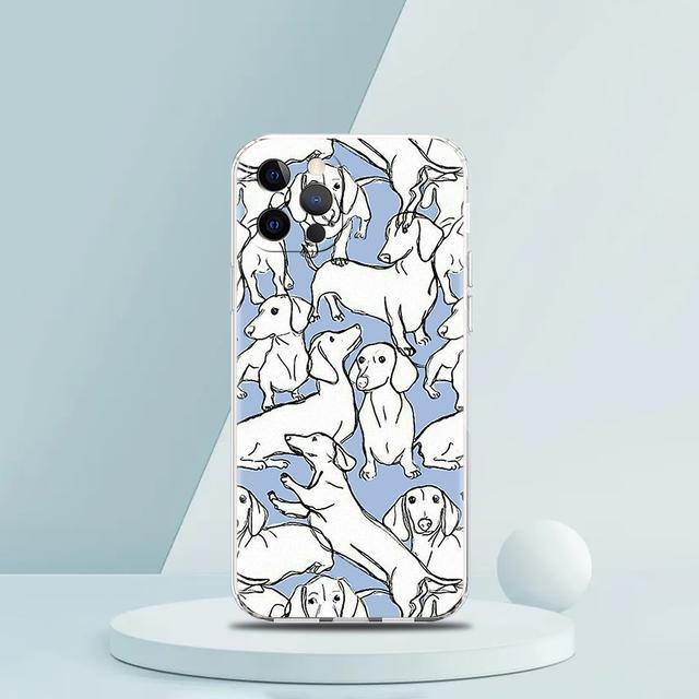15 14 13 12 Mini 11 Pro Max XS X XR 7 8 Plus Clear Shockproof Silicone TPU Case for iPhone with Dachshund Sausage Dog Design
