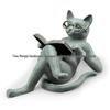 Resin Cat Sculpture: Glasses-Wearing Literary Cat Reading Book – Outdoor Garden Ornament