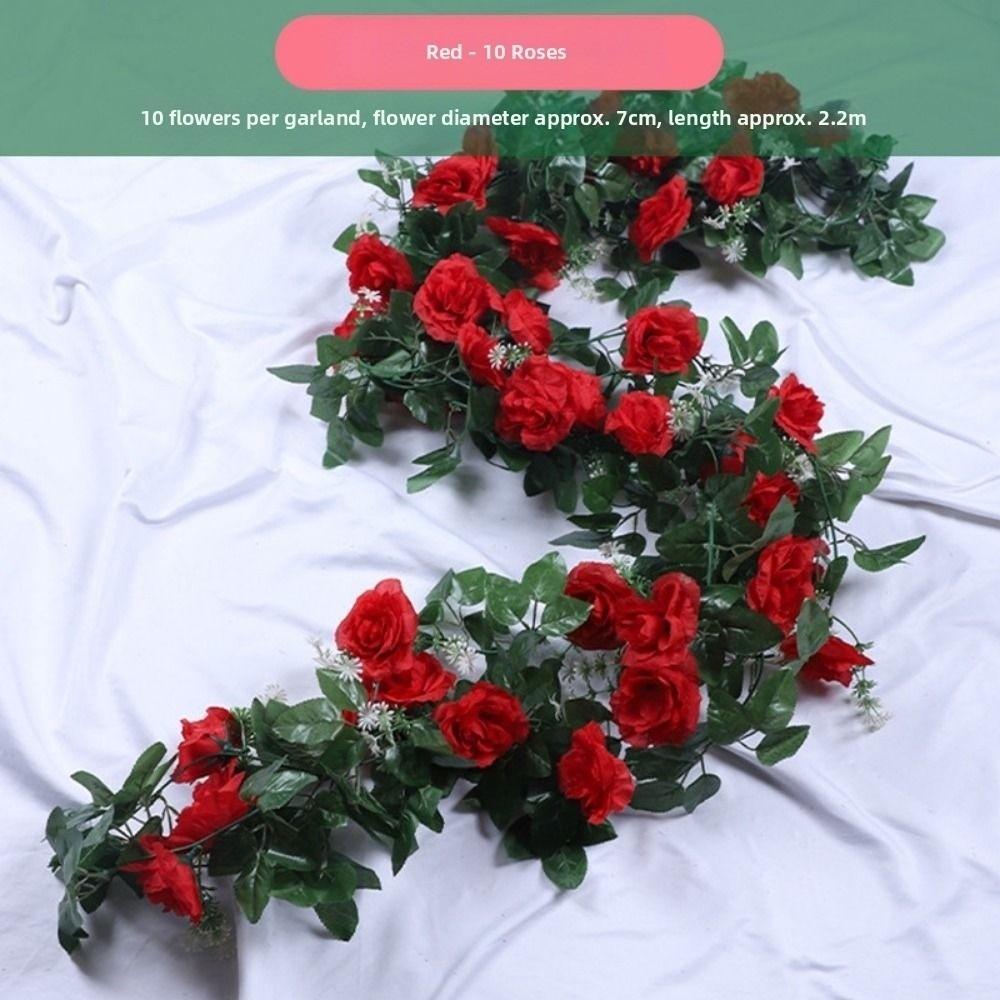 1.8/2.2M Simulated Rose Vine Silk 10 Styles Fake Vine Strips Flowers Outdoor Arch Ornament Artificial Flowers Vine