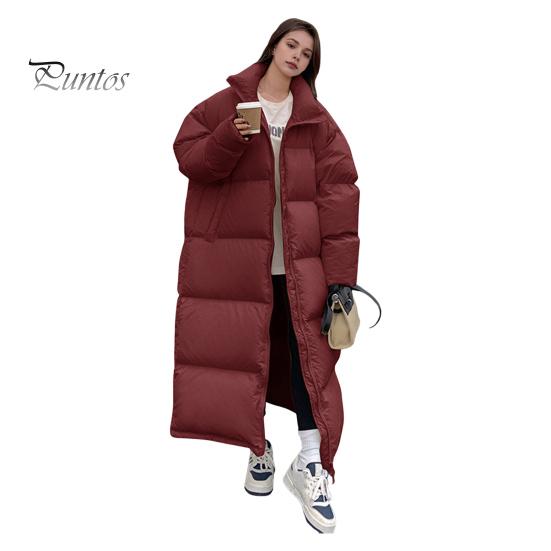 

Зимнее пуховое пальто Утолщенный воротник-стойка Защита шеи Карманы Застежка-молния Ветрозащитный Сохранение тепла Повседневная верхняя одежда для холодной погоды Хлопок S вино красного