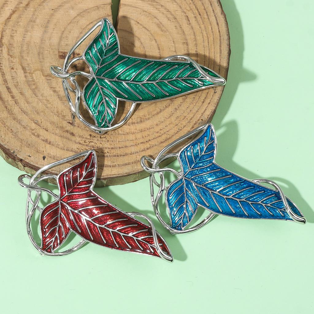 Elf Queen Green Leaves of Lorien Brooch Pin Tolkien Galadriel Legolas Frodo Baggins Aragorn Tree Enamel Badge Movie Jewelry