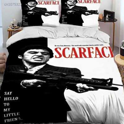 Film Scarface Tony Yatak Örtüsü Seti Yatak Odası İçin Yumuşak Modern Yatak Örtüleri Rahat Çocuk Yorgan Kılıfı Battaniye Kılıfı Ve Yastık Kılıfı