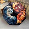 1 PC Automatic Folding Umbrella - Yin Yang Tiger Pattern, Portable & Foldable Design with 8 Ribs, Christmas Birthday Gifts