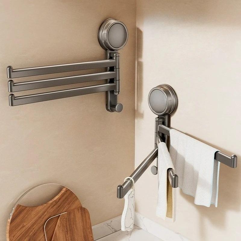 Towel Rack No Drill Suction Cup 3 Bar Wall Mounted Towel Hanger Strong Bathroom Kitchen Space Organizer Hanging Towel Rack