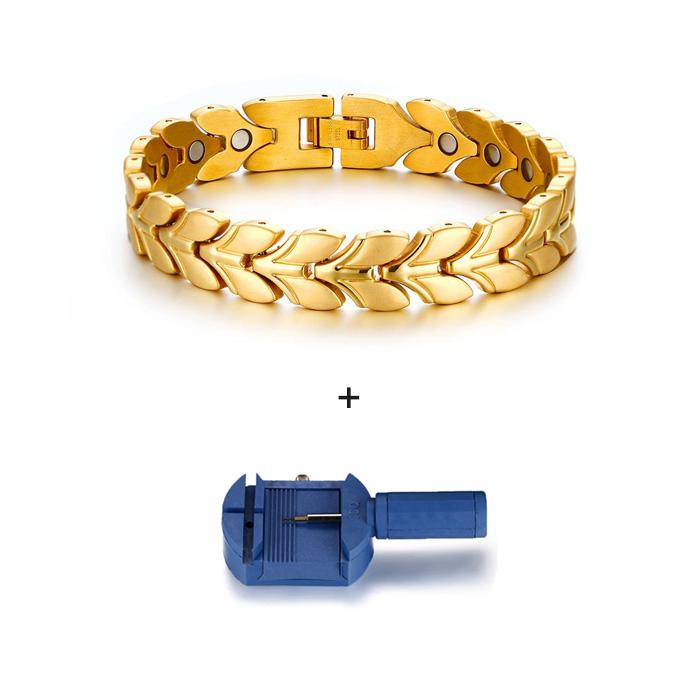 Bracelet Magnétique Doré Vinterly pour Homme Bracelet à Maillons Chaîne de Blé en Acier Inoxydable Bracelets Énergie Santé Charme pour Hommes Femmes