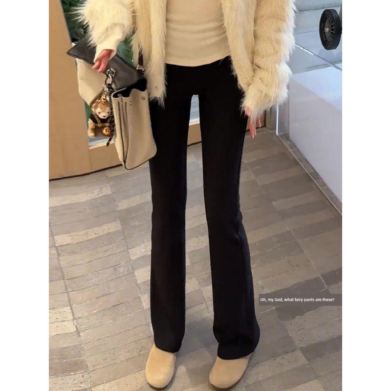 Summer Black Slim-Fit Flared Casual Pants for Women 2026 New Trendy High-Waisted Stretchy Slim-Fit Bootcut Pants