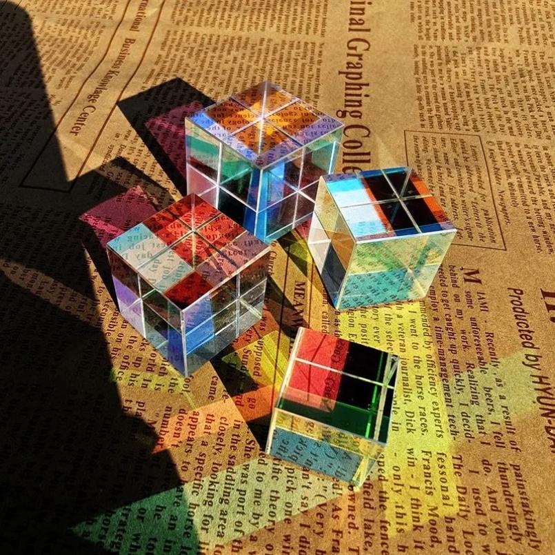 Glass Cube Dichroic Prism X-Cube Prisms For Photographic Beam Splitting Photography Accessories Micro Landscape Gifts Cute Light