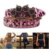 Women's Men's Oversized Belt Leopard Print Rhinestones Embellished Rivets Accent Western Girdle for Hip Hop Event