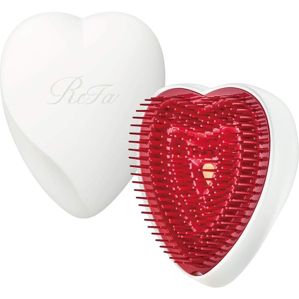 ReFa HEART BRUSH Matte White Hair Styling Tool with Ergonomic Design and Gentle Bristles