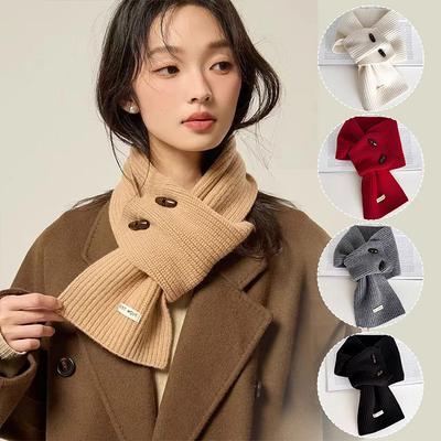 1Pc False Collar Winter Scarf Korean Version Button Multi-functional Yarn Neck Brace Knit