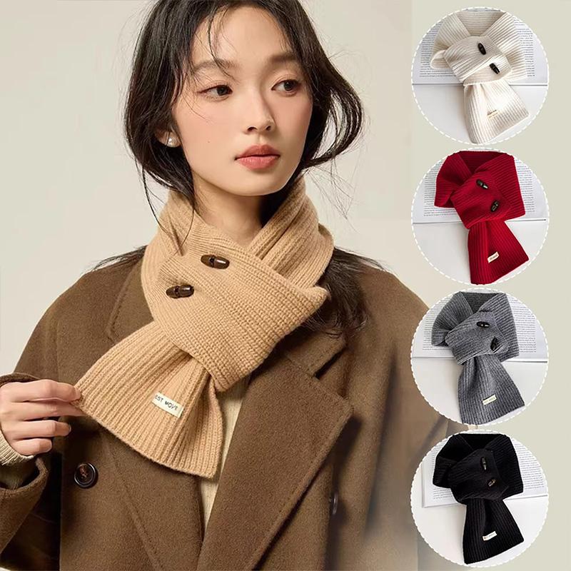 1Pc Yarn Korean Version False Collar Winter Knit Multi-functional Scarf Neck Brace Button