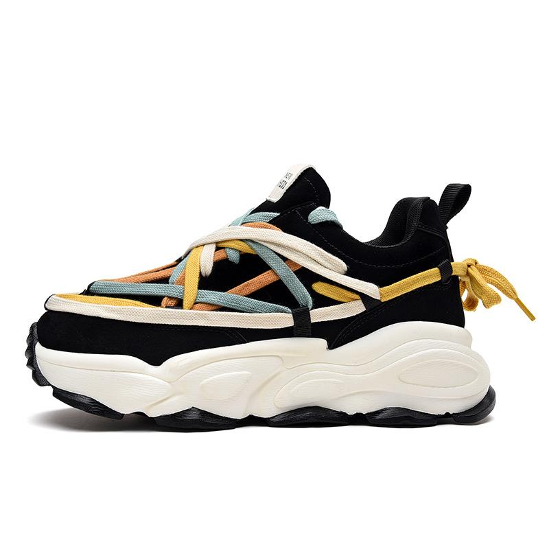Dad Shoes 2022 Thick-soled Heightening Casual Shoes Autumn and Winter New Fashionable Versatile Couples Trendy Shoes Super Fire Retro Men's Shoes