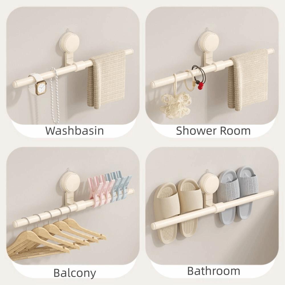 Punch-free No-Drill Towel Bar Cream Style Bathroom Hanging Rod Suction Cup Towel Rack  Wall Mounted