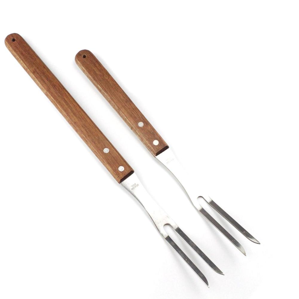 Oven Kitchen Outdoor Wooden Handle Portable Meat Fork BBQ Accessories Barbecue Tool Carving Fork