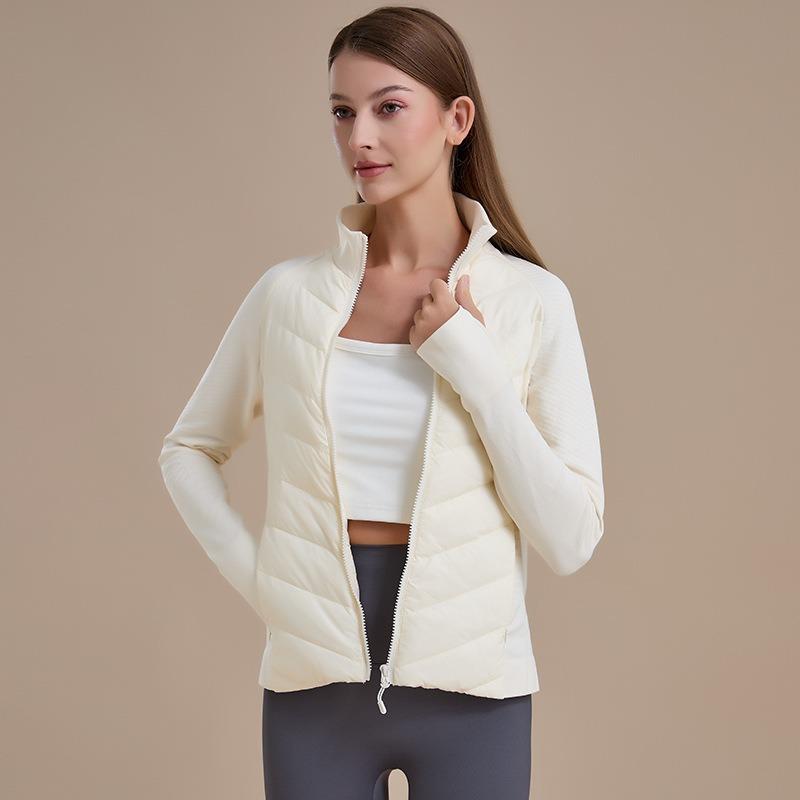 Sports down jacket women's short high-end three-dimensional light and thin goose down jacket white goose down sports cotton jacket