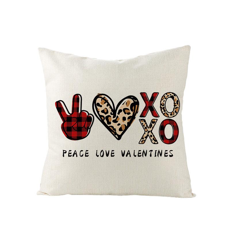 Plaid Valentine's Day Pillow Cover Polyester Printed Love Sofa Cushion Cover Nordic Bedroom Sofa Cushion