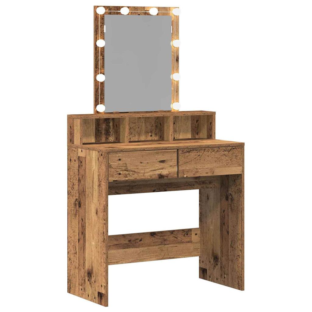 Makeup Table with Shelf Rustic Wood Look 80 x 41 x 144.5 cm Engineered Wood