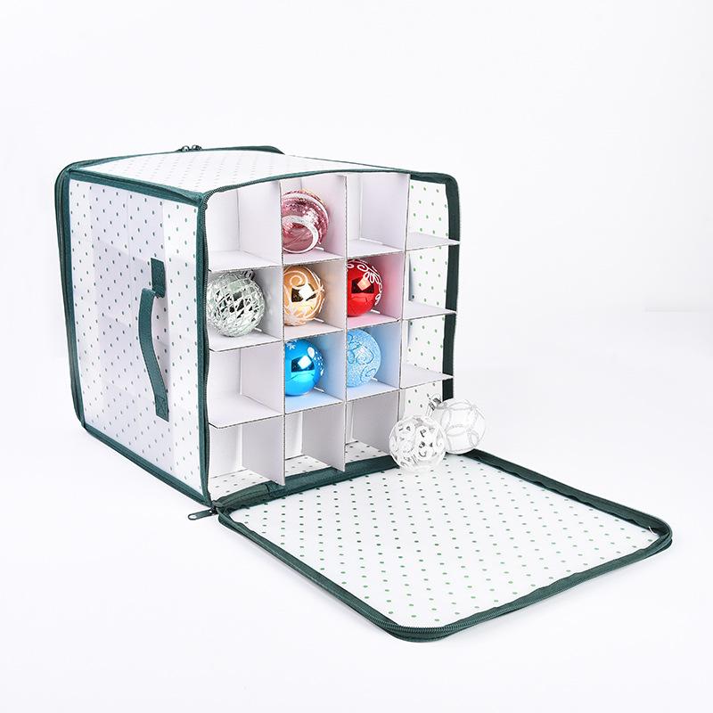 Green Speckle Christmas Ball Storage Box 64-Compartment Christmas Ornament Storage Organizer with Handles Organizing Decorations