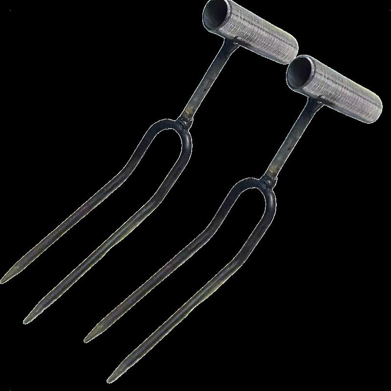 Handheld Adjustable Gardening Two Teeth Fork Stainless Steel Multifunction Gardening Spade Fork High Efficiency Ardening Spade 2PCS