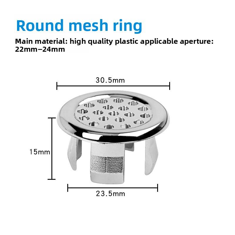 1pcs Dresser Sink Overflow Cover Ceramic Bathroom Container Kitchen Basin Decorative Round Insert Hole Silver ABS Plastic 30MM