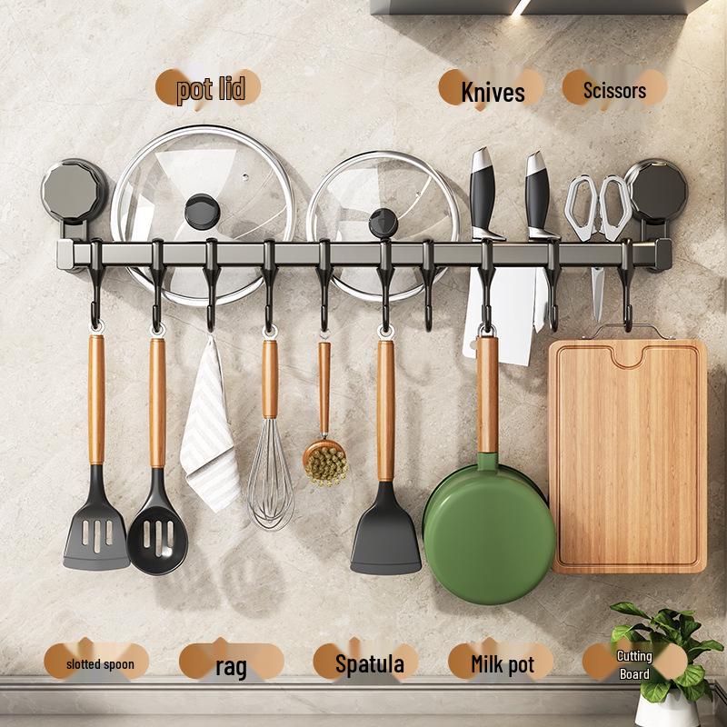 Punch-Free Suction Cup Kitchen Hook and Storage Rack for Utensils
