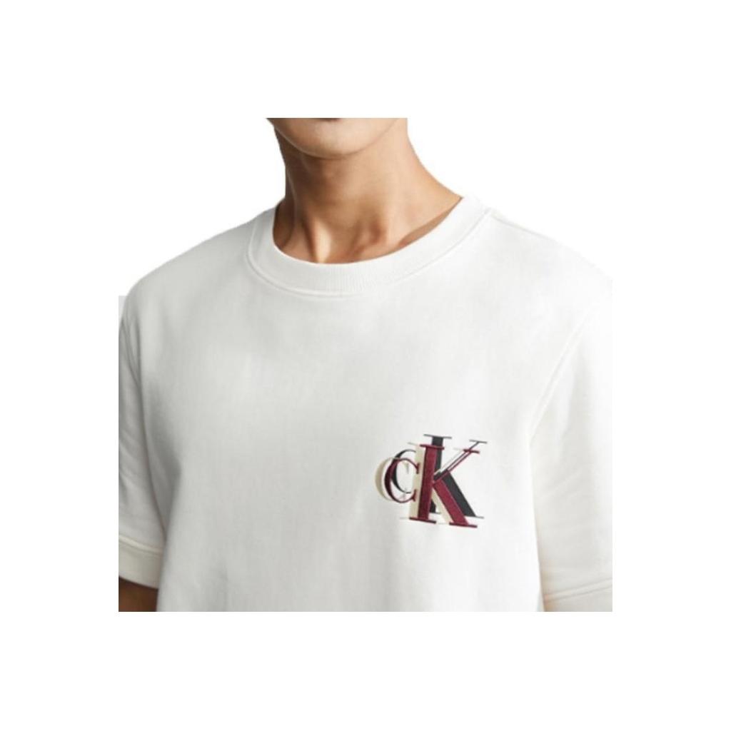 Calvin Klein Logo Print Crew Neck T-Shirt Men Tops Off-White J323193-YBH