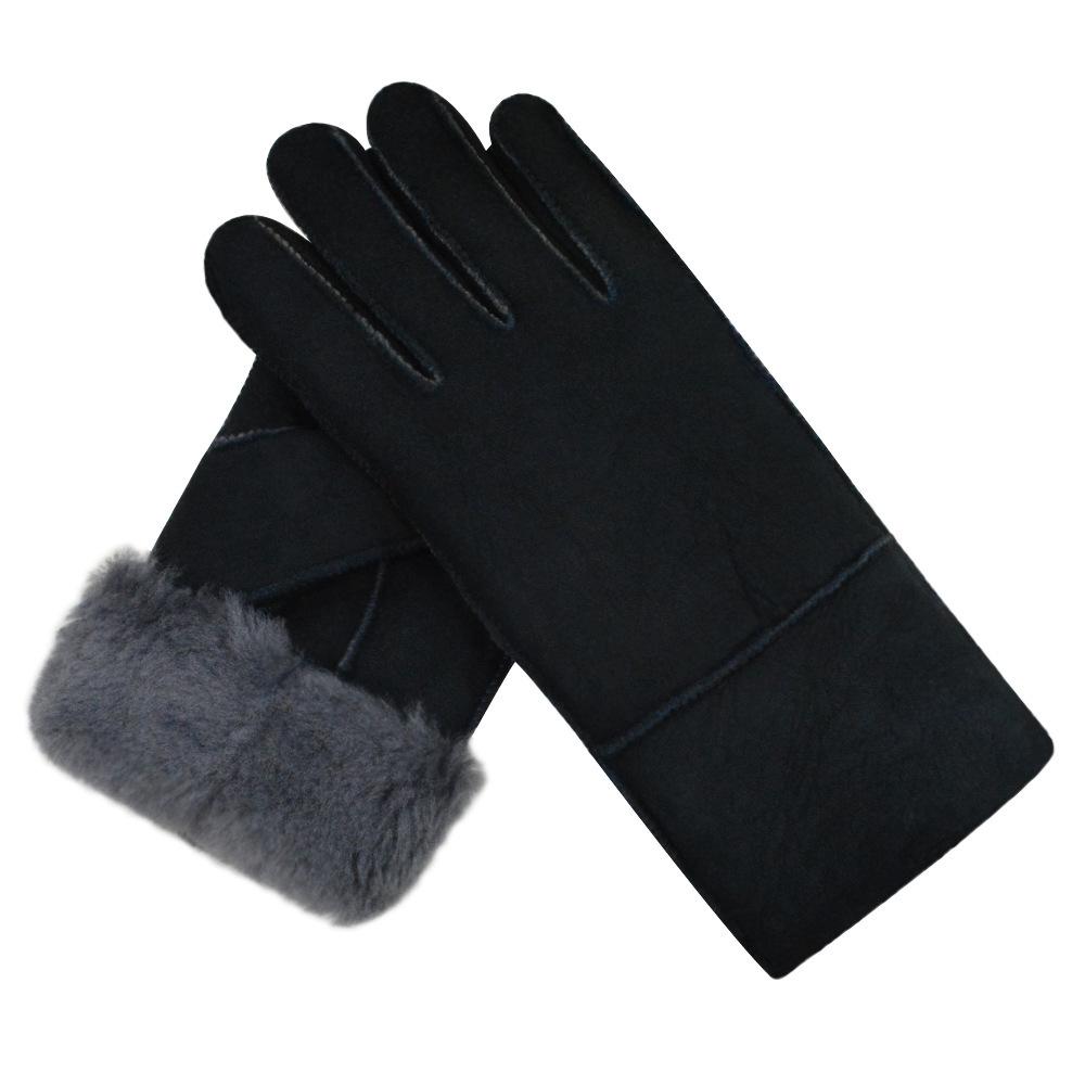 Women's Lambskin Leather Fur Winter Gloves with Hand-Muff - Cold Weather Protection.