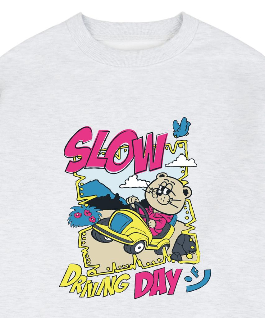 GRAVER [Unisex] Slow Driving Day Sweatshirt_Melange White