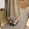 Xiaoxiangfeng Mary Jane Schuhe Damen 2025 Frühling und Sommer neu Französische Ein-Wort-Riemen Flachsohle Einzelne Schuhe Farbabstimmung Runde Spitze Kleine Lea