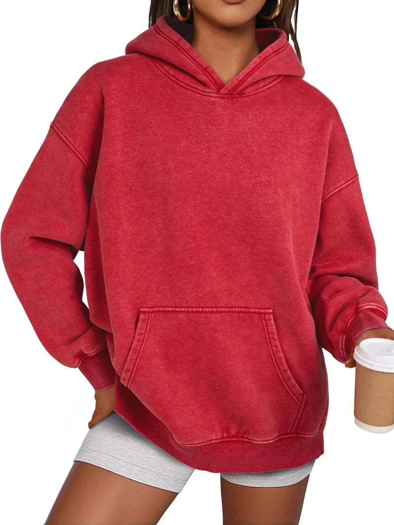 Пуловер с капюшоном оверсайз с эффектом стирки S