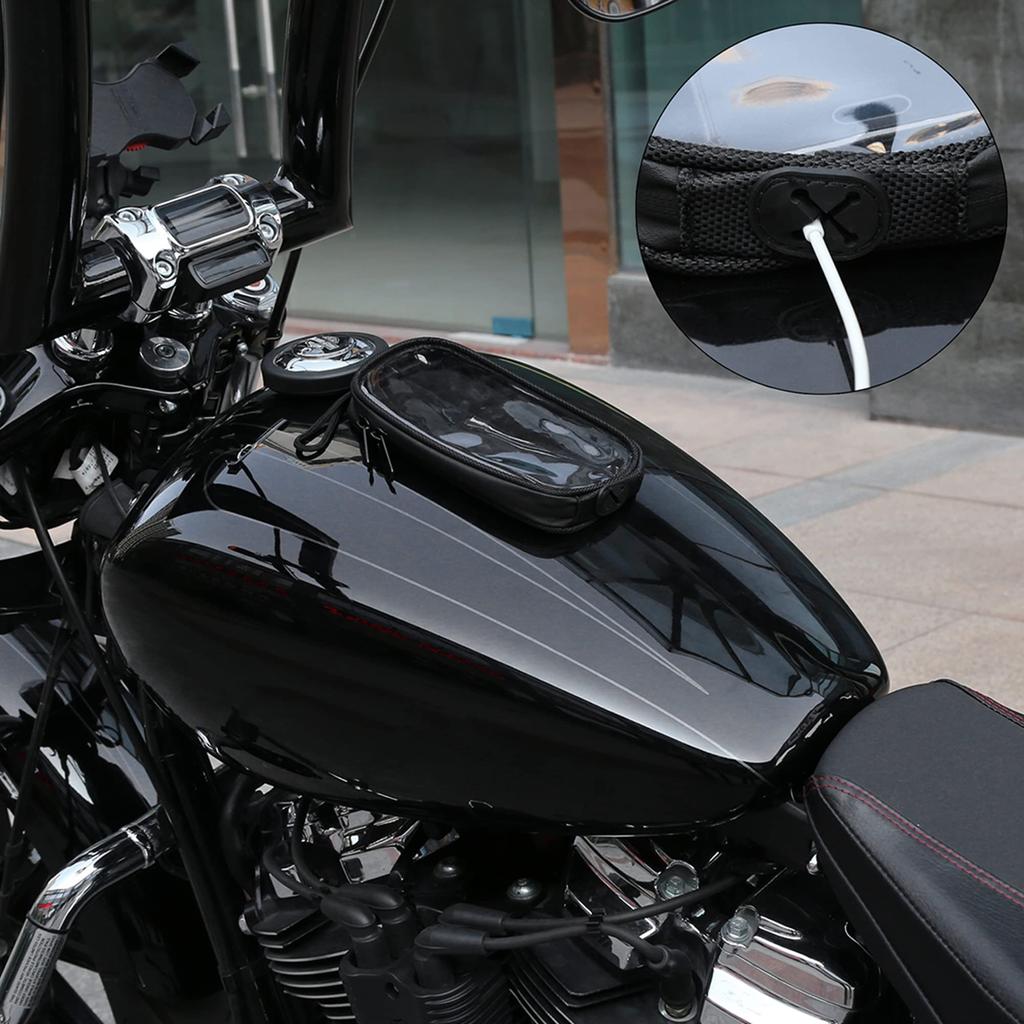 uxcell Motorcycle Magnetic Headphones, PU Leather, Storage, Waterproof, Dustproof, Convenient, Motorbike Saddlebag
