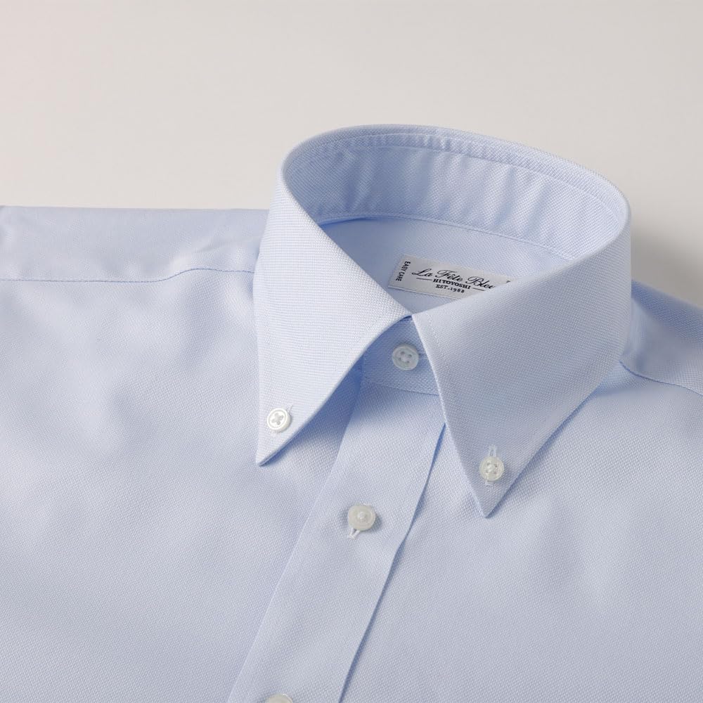 HITOYOSHI Easy Care Shirt Long Sleeve 10 Sizes Royal Hitoyoshi Dress Shirt Cotton LB-B2 [Button Down/Blue Oxford/39-80] Men's 100%