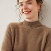 Women's Thickened Cashmere Sweater: Autumn/Winter Half-High Collar, Loose Knit, Versatile Fashion Pullover.