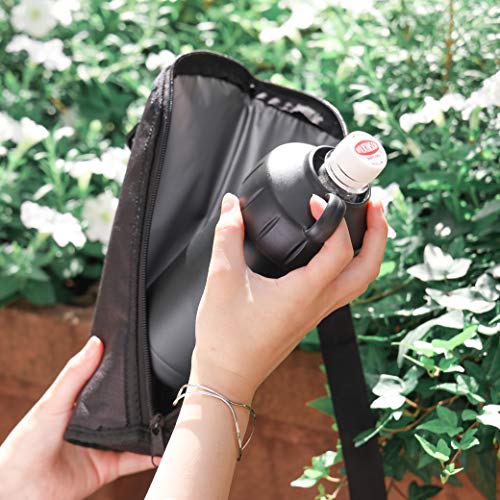 Pearl Metal BLKP Cooler Cover for 500ml and 600ml Bottles, Double Wall Vacuum Insulation, Includes Dedicated Bag, Black, Model AZ-5093