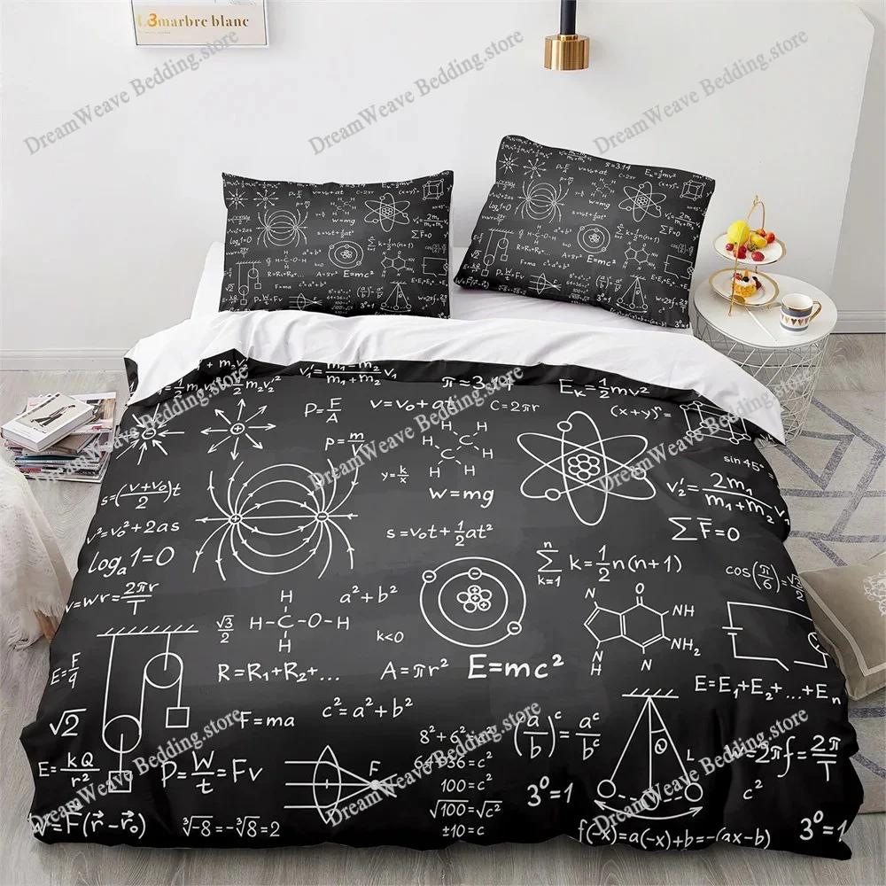 Set Nou de Lenjerie de Pat Imprimat 3D cu Formule Matematice Husa de Plapumă Cartoon Dublu Twin Full Queen King Lenjerie de Pat pentru Adult Copil Husa de Plapumă