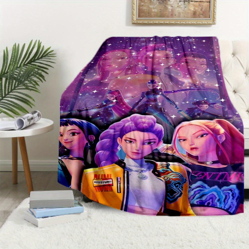 1Pc HUNTR/X Print Flannel Blanket, High Quality Digital Printing, Comfortable for All Seasons, Home DecorGifts821047
