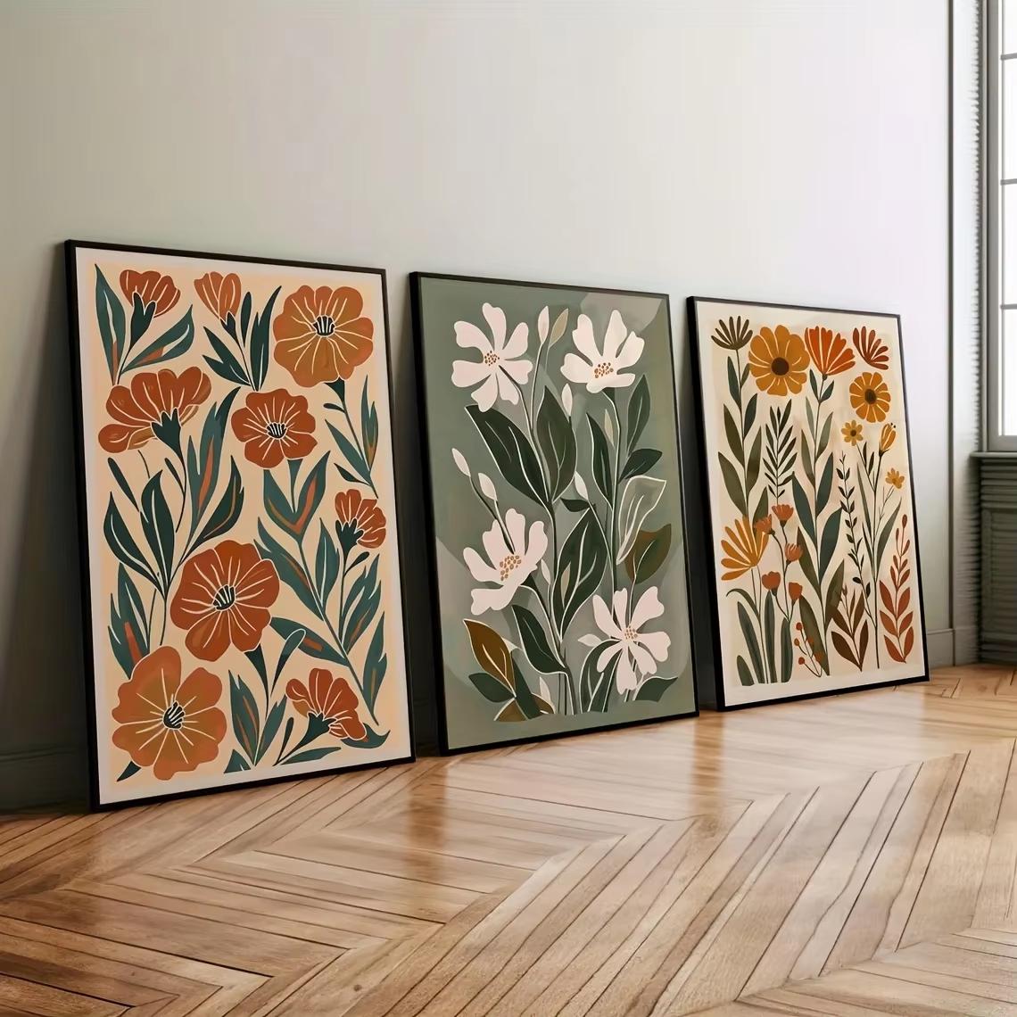

3pcs Modern Bohemian Frameless Canvas Posters | Wall Art Canvas Painting, Bedroom Living Room Wall Decoration, Kitchen Corridor (as the picture,20x30cm-3pcs)