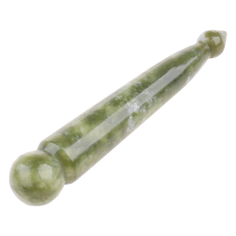 

Natural Jade Stone Face Eye Massage Stick Jade Gua Sha Beauty Acupuncture Wand Natural Healing Stone Meridian Scraping Acupoint зелёный