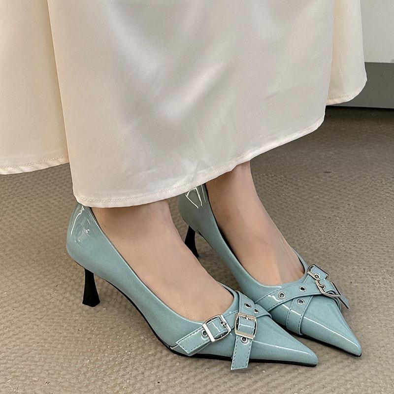 Mode Damen Slipper Schuhe Mode Metall Schnalle Damen High Heels Schuhe Pantoletten Spitzschuh Damen Absatz Pumps Schuhe Neu In 2025