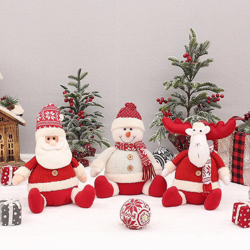 Cross-border Christmas Explosions Standing Retractable Santa Claus Snowman Elk Deer Fabric Doll Doll